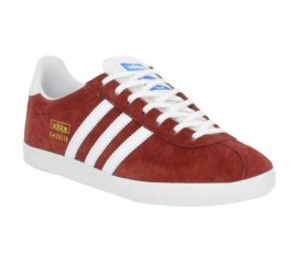 Adidas Gazelle velours homme auburn + blanc