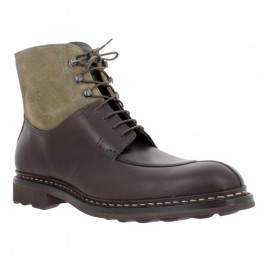 HESCHUNG Ginkgo cuir + velours Homme Marron + Taupe