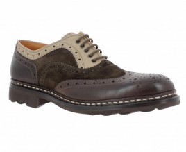 HESCHUNG Owen cuir + velours Homme Marron + Taupe