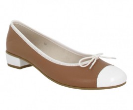 HIRICA Laurier cuir + vernis Femme Camel + Blanc