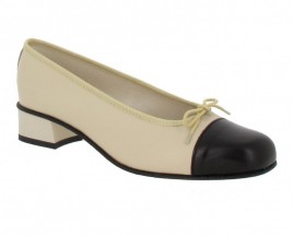 HIRICA Orly cuir Femme Ecru + Noir