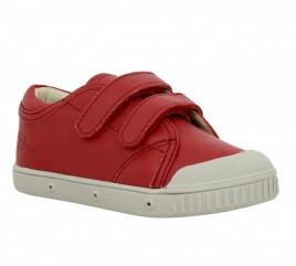 SPRING COURT GE1 Velcro cuir Enfant Rouge