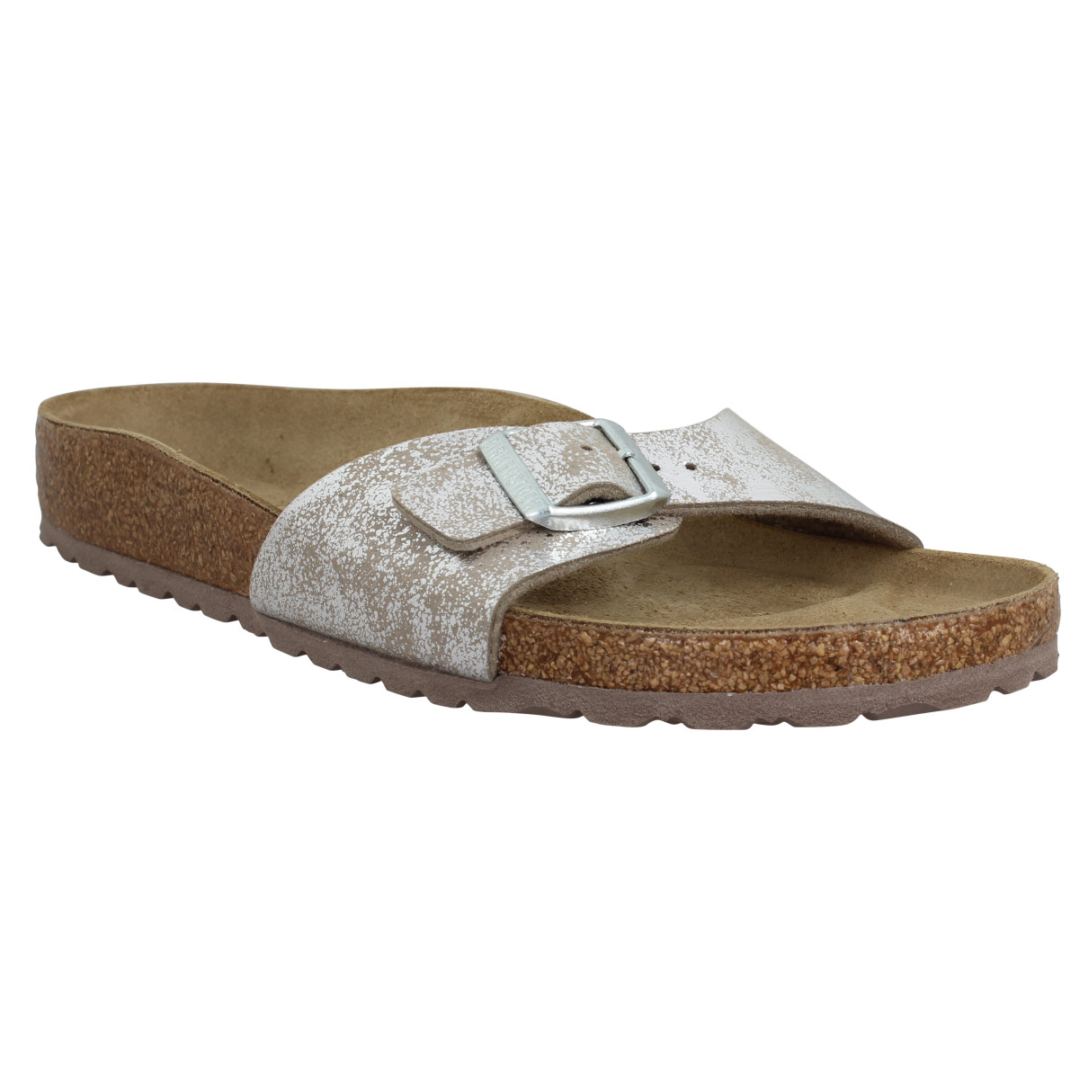 Nu-pieds BIRKENSTOCK Madrid Washed Metallic Femme Silver