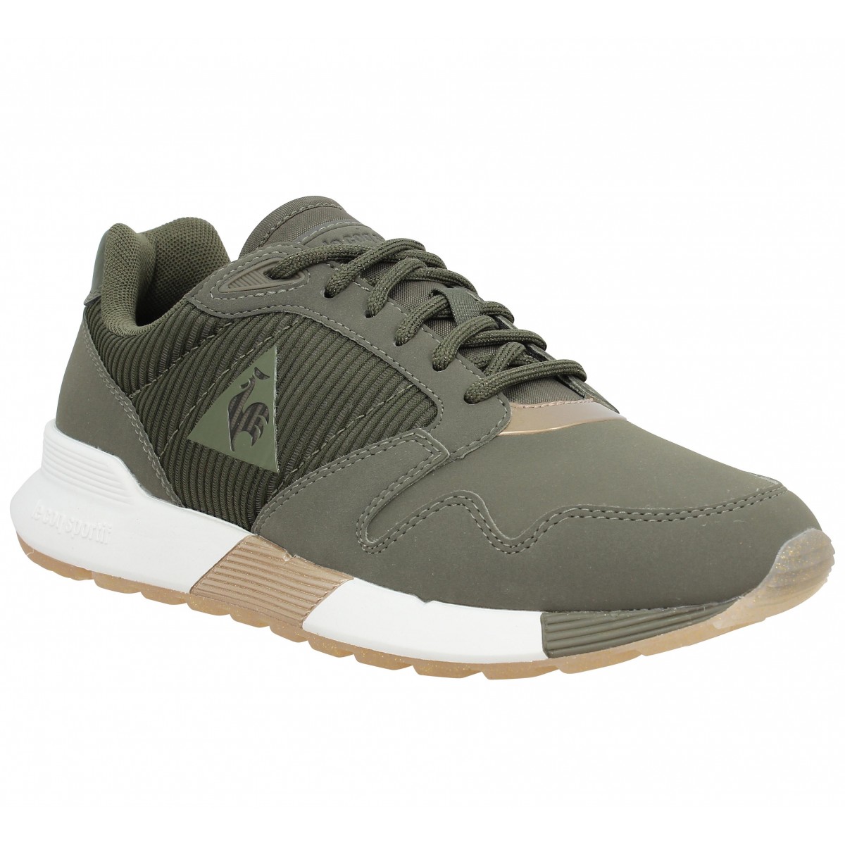 Le coq sportif omega x striped toile femme olive femme | Fanny chaussures