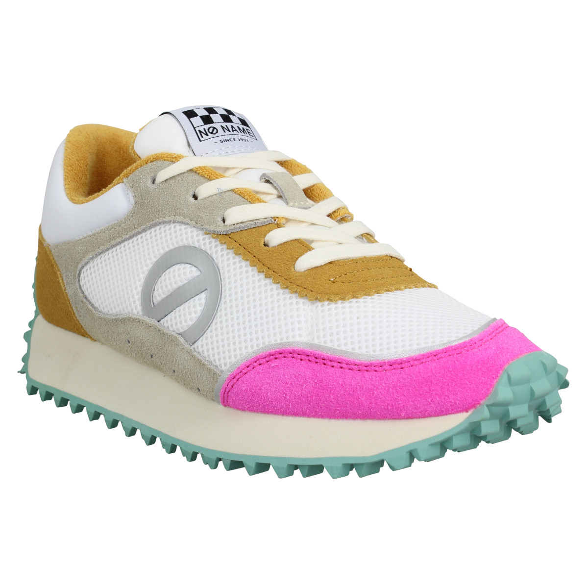 Baskets NO NAME Punky Jogger suede mesh Femme Fuxia White